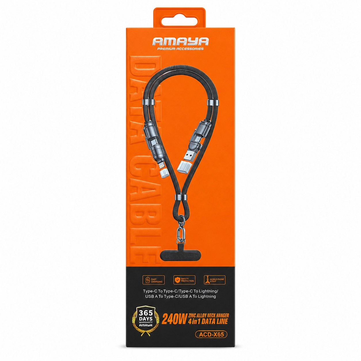 Amaya Data Cable All in One 4 in 1 - 240W | ACD-X65 | 365 Days Warranty